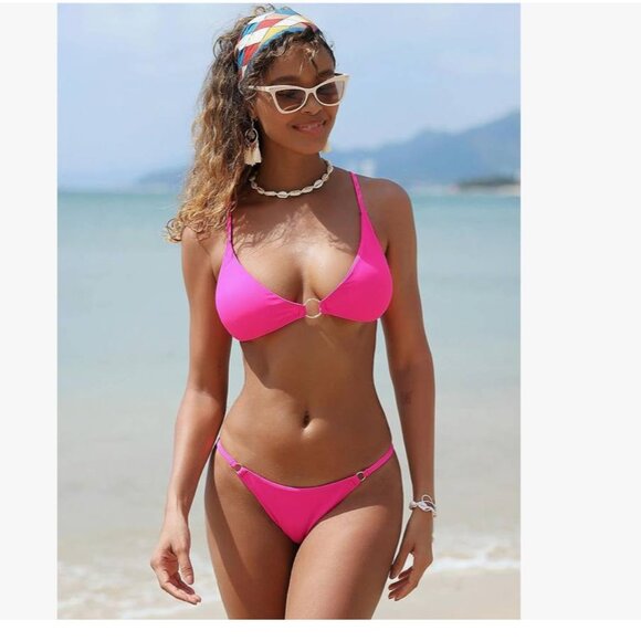 NWT Zafuls Pink‎ O Ring Bikini Sets Spaghetti Strap Size 4 - Picture 3 of 4